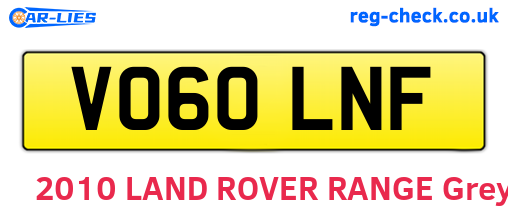 VO60LNF are the vehicle registration plates.
