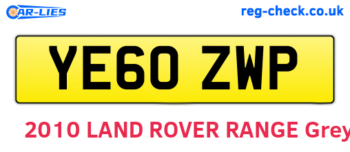 YE60ZWP are the vehicle registration plates.