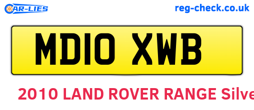 MD10XWB are the vehicle registration plates.