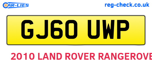 GJ60UWP are the vehicle registration plates.