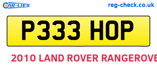 P333HOP are the vehicle registration plates.