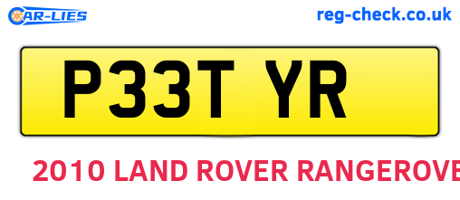 P33TYR are the vehicle registration plates.
