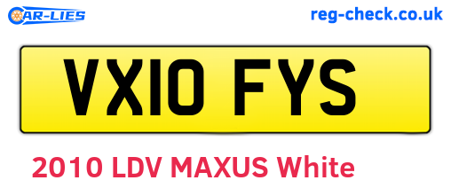 VX10FYS are the vehicle registration plates.