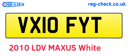VX10FYT are the vehicle registration plates.