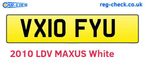 VX10FYU are the vehicle registration plates.