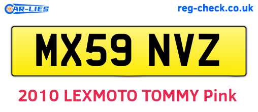 MX59NVZ are the vehicle registration plates.