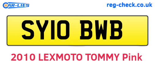SY10BWB are the vehicle registration plates.