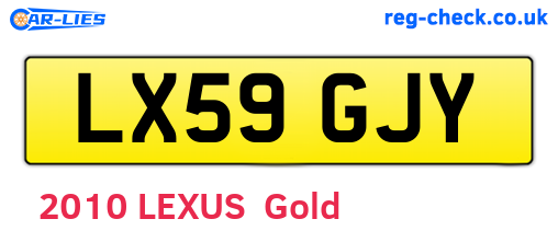 LX59GJY are the vehicle registration plates.