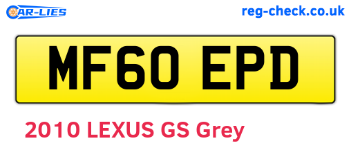 MF60EPD are the vehicle registration plates.