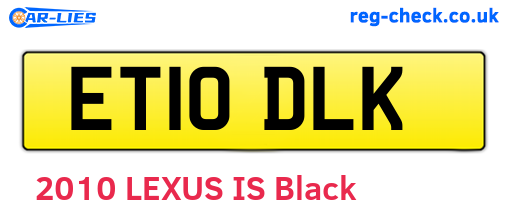 ET10DLK are the vehicle registration plates.