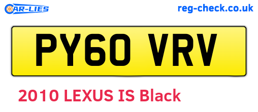 PY60VRV are the vehicle registration plates.