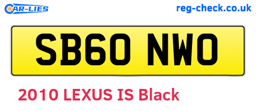 SB60NWO are the vehicle registration plates.