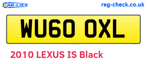 WU60OXL are the vehicle registration plates.