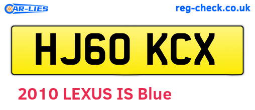 HJ60KCX are the vehicle registration plates.