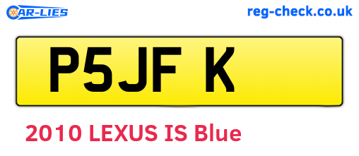 P5JFK are the vehicle registration plates.