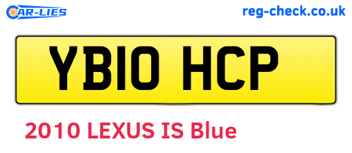 YB10HCP are the vehicle registration plates.