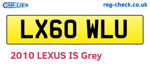LX60WLU are the vehicle registration plates.