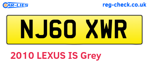 NJ60XWR are the vehicle registration plates.