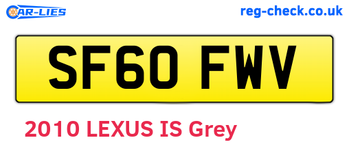 SF60FWV are the vehicle registration plates.