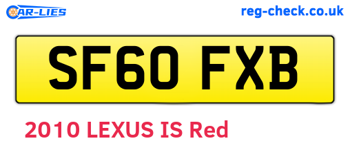 SF60FXB are the vehicle registration plates.