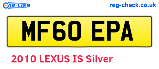 MF60EPA are the vehicle registration plates.