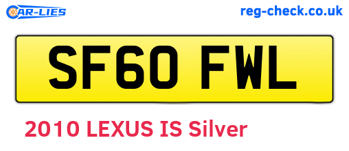 SF60FWL are the vehicle registration plates.