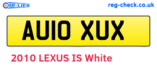 AU10XUX are the vehicle registration plates.