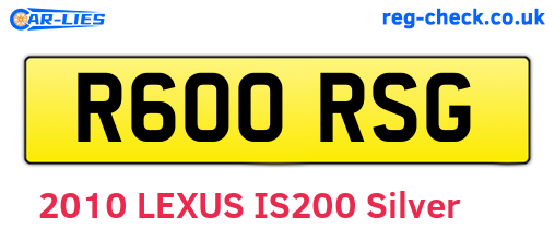 R600RSG are the vehicle registration plates.