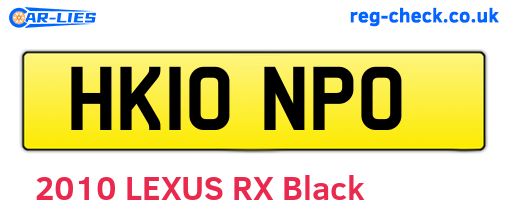 HK10NPO are the vehicle registration plates.