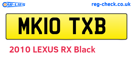 MK10TXB are the vehicle registration plates.