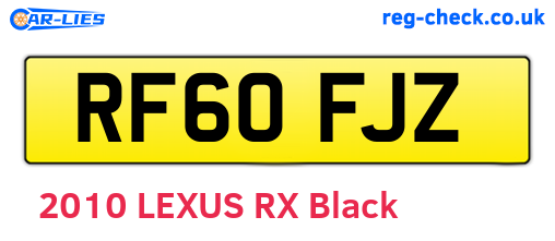 RF60FJZ are the vehicle registration plates.
