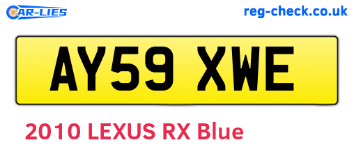 AY59XWE are the vehicle registration plates.