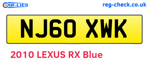 NJ60XWK are the vehicle registration plates.