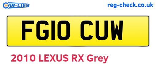 FG10CUW are the vehicle registration plates.