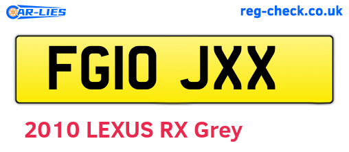 FG10JXX are the vehicle registration plates.