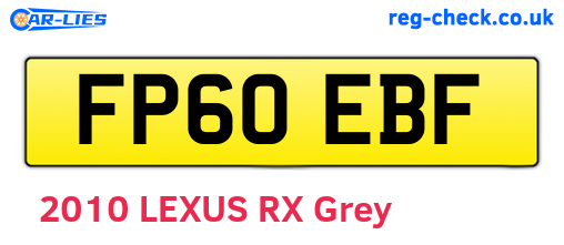 FP60EBF are the vehicle registration plates.