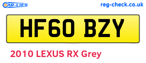 HF60BZY are the vehicle registration plates.