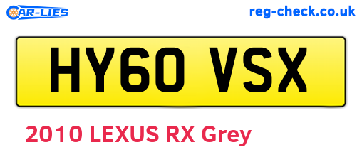 HY60VSX are the vehicle registration plates.