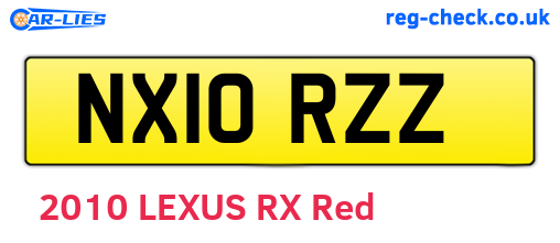 NX10RZZ are the vehicle registration plates.