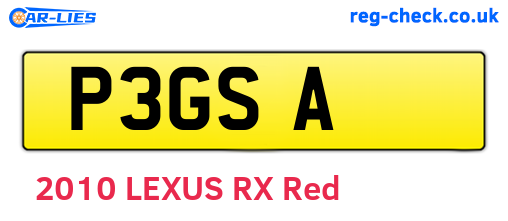 P3GSA are the vehicle registration plates.