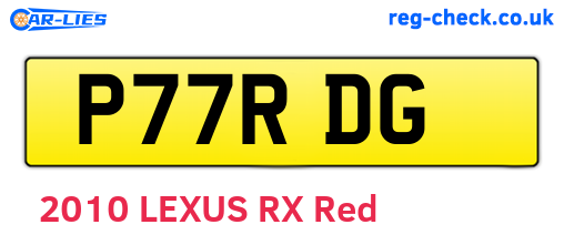 P77RDG are the vehicle registration plates.