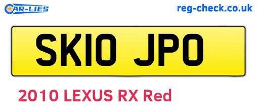 SK10JPO are the vehicle registration plates.