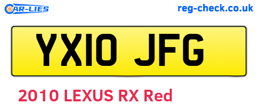 YX10JFG are the vehicle registration plates.