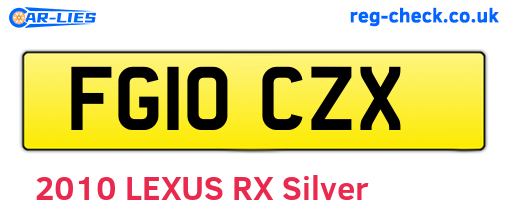 FG10CZX are the vehicle registration plates.