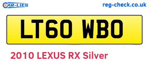 LT60WBO are the vehicle registration plates.