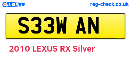S33WAN are the vehicle registration plates.