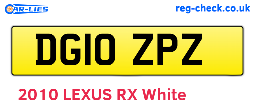DG10ZPZ are the vehicle registration plates.