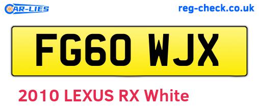 FG60WJX are the vehicle registration plates.