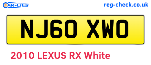 NJ60XWO are the vehicle registration plates.