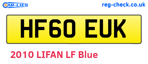 HF60EUK are the vehicle registration plates.